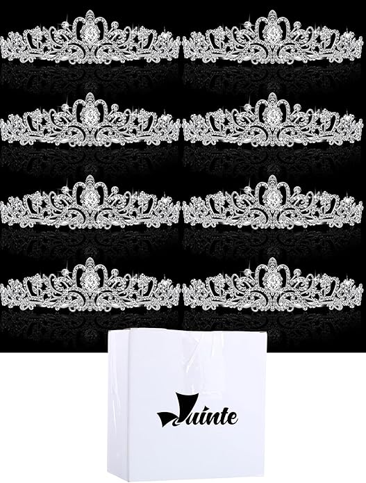 8 Pieces Silver Princess Tiaras for Girls Crystal Princess Crowns for Women Elegant Tiaras with Combs Birthday Crown Bride Headbands Bridal Wedding Prom Birthday Party Cosplay Hair Accessories