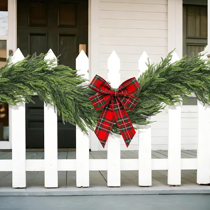 Real Touch Christmas Norfolk Pine Garland - 9ft Artificial Christmas Garland Fake Pine Needles Faux Green Garland for Fireplace,Table,Window,Stairs,Mante,Holiday Indoor Outdoor Xmas Decor(2PCS)