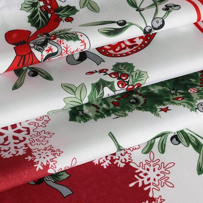 LUSHVIDA Christmas Round Table Cloth – Washable Water Resistance Holiday Microfiber Tablecloth Decorative Table Cover for Banquet Party Kitchen Dining Room, 60 Inch