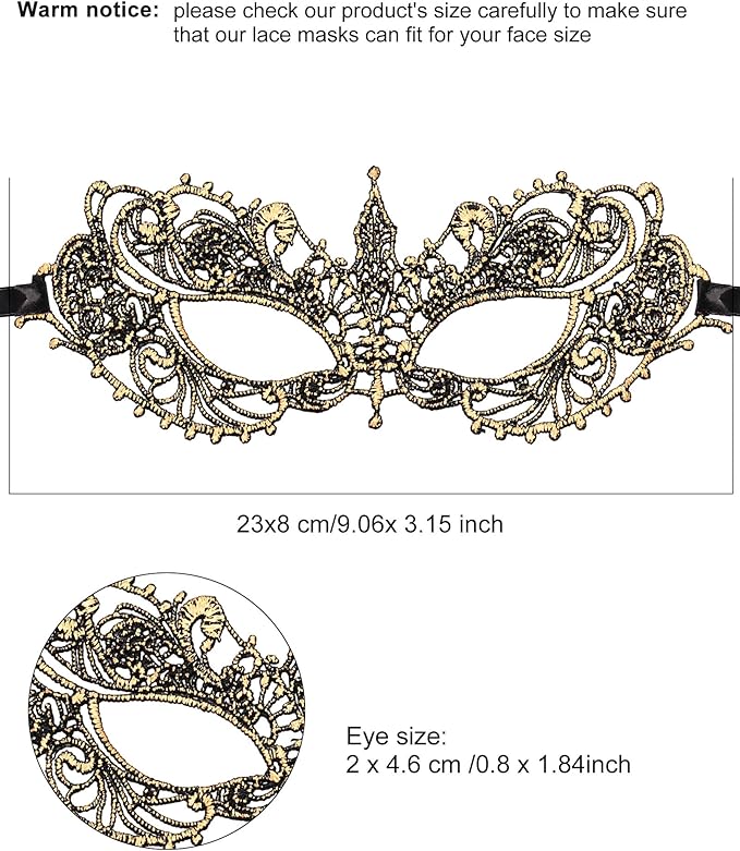 JOVITEC 6 Pieces Masquerade Mask for Women Halloween Lace Multicolored Venetian Mask for Carnival Mardi Gras Evening Prom