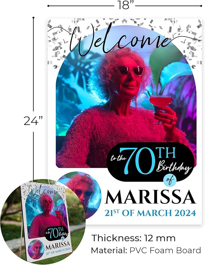 18"x24" Custom Welcome Sign for Party, Personalized Welcome Sign for Birthday Party, Custom Sign in Acrylic, Foam Board, or Coroplast Welcome Signs B (Design G)