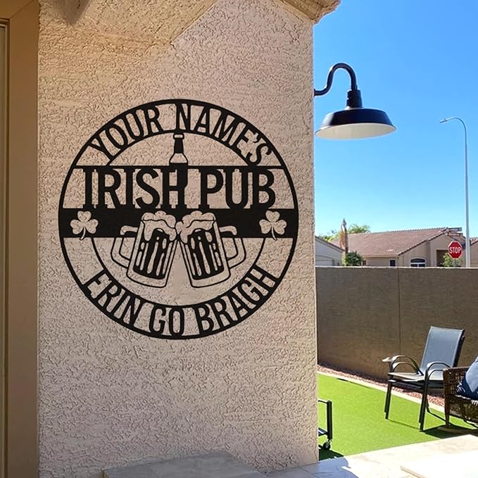 Custom Bar Metal Sign - Personalized Irish Pub Tavern Wall Art with LED Lights, Vintage Metal Plaque for Bar Basement Decor, St. Patrick's Day Decorations and Gifts for Men, Dad, Papa, Beer Lovers