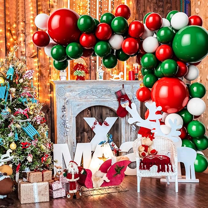 Red Green and White Balloon Garland for Birthday Baby Shower Wedding Graduation Christmas Party Decoration