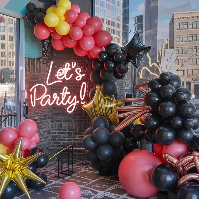 Red Black Yellow Balloon Arch Kit, Cartoon Game Birthday Party Decorations,Cartoon Theme Latex Balloon Flashballoons Arch for Boys Cartoon Ball Baby Shower Birthday Party Supplies