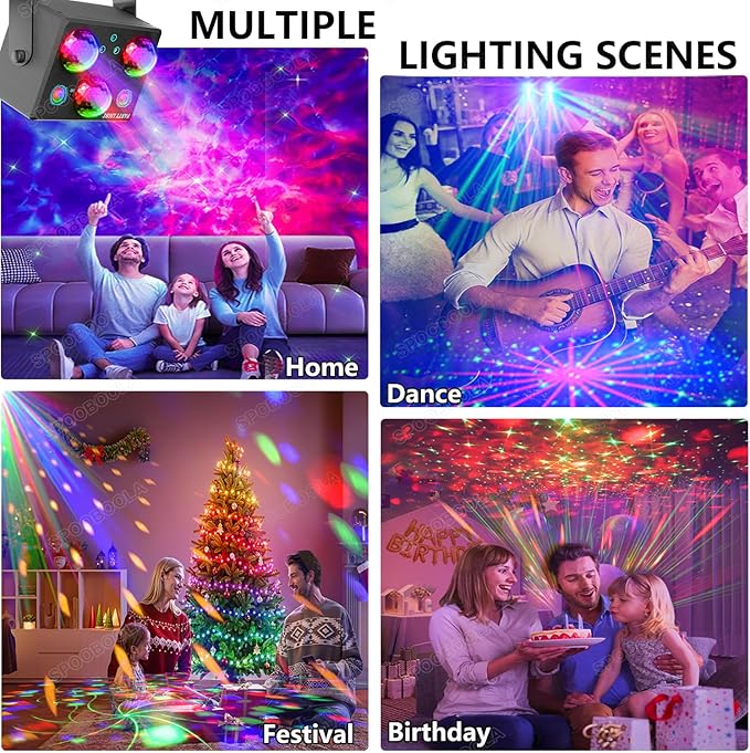 Disco Ball,Party DJ Disco Light Strobe Stage Dance Light Glow Party Sound Activated with Remote Control Rave Ocean Star Projector for Club KTV Christmas Halloween Dancing Parties Holiday Décor