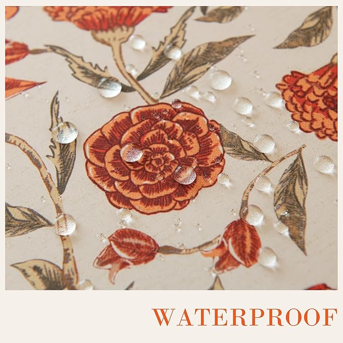 Valentine's Day Tablecloth 60" Round, Red Floral Waterproof Round Tablecloth Vintage French Style Home Decor, Elegant Floral Design, Stain Resistant, Perfect for Dining & Kitchen