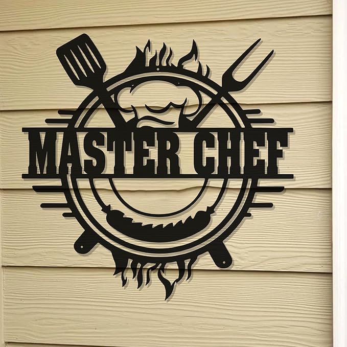 BBQ Grill Metal Sign – Custom Name Plaque for Outdoor Bar, Man Cave, Backyard Barbecue Area, Patio Decoration, Personalized Gift for Dad, Papa, Grandpa, Smoker Shed, Father's Day Gift