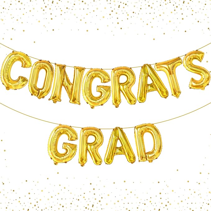 KatchOn, Gold Congrats Grad Balloons - 16 Inch | Congrats Grad Banner For Graduation Decorations 2025 | Congratulations Banner For 2025 Graduation Decorations | gold graduation balloons