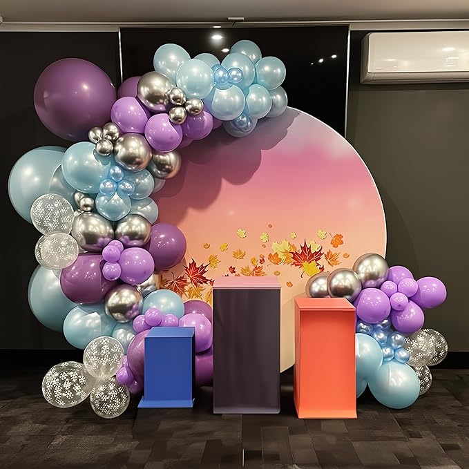 Blue Purple Silver Balloon Arch Kit Snowflake Balloons Garland with Winter Balloon for Princess Girl Winter Birthday Baby Shower Party Decorations