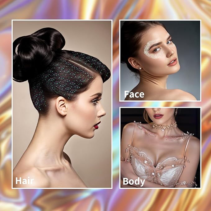 MEICOLY Purple Hair Glitter Stick,Halloween Mermaid Face Glitter Stick,for Kids and Women Costume,Sparkle Chunky Glitter Makeup,Waterproof Body Glitter for Party Rave Festival