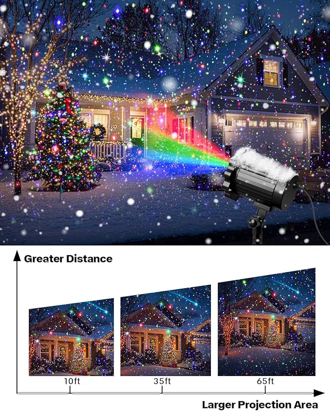 Laser Christmas Projector Lights Outdoor, Waterproof Christmas Decorations Moving Stars Light Show, Remote Control Timer, Holiday Projector Decorations for House, Yard & Garden