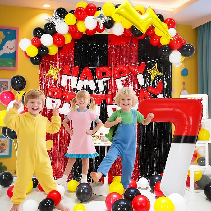 YIIHMEI 40 Inch Number 7 Balloons Birthday Party Decorations, Red and White Theme Large Balloon Decor Supplies for Kid's