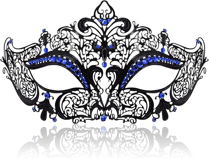 Venetian Masquerade Mask for Women - Ultralight Shiny Metal Rhinestone Party Evening Prom Ball Mask