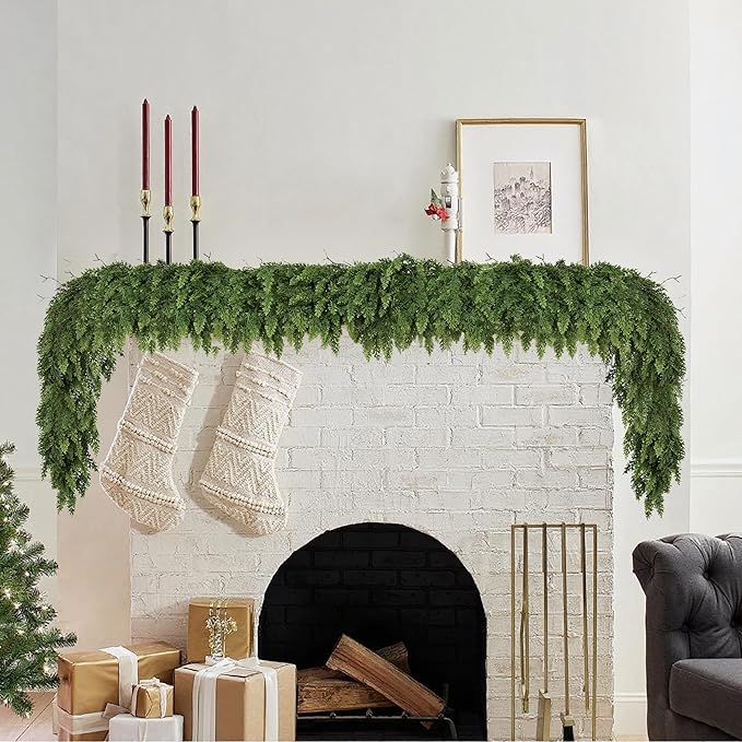 5ft Christmas Garland Realistic Soft and Thickness Green Faux Cedar Pine Garland Artificial Cedar Cypress Garland for Home Fireplace Wall Indoor Outdoor Holiday Party Home Decoration