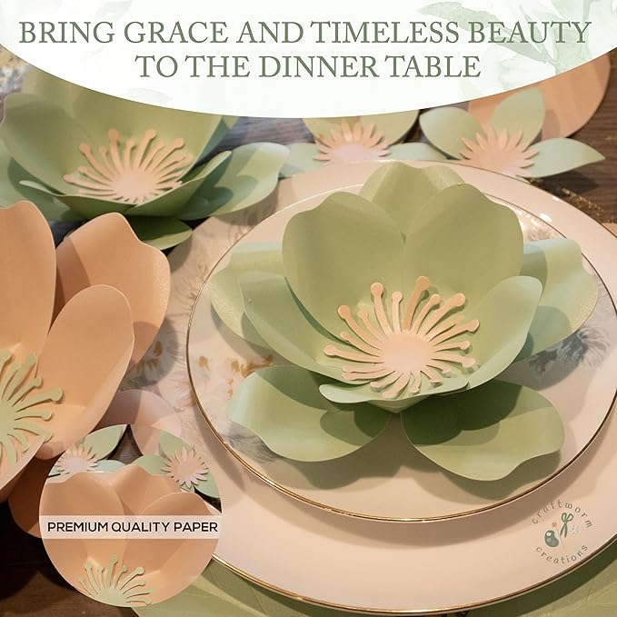 Giant Paper Flowers Kit - DIY Flower Craft Set for Backdrop, Party & Nursery Decor - Ready-to-Assemble Precut Flowers with Leaves & Instructions - Reusable Large Flower for Decoration & More