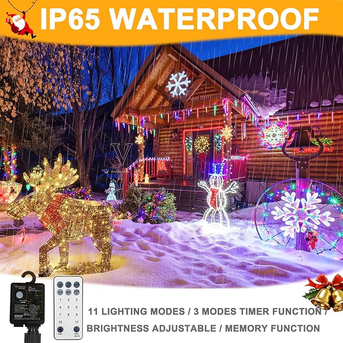 Christmas Lights 300 LED 108FT Color Changing Christmas Tree Lights with Warm White & Multicolor, 11 Modes Waterproof and Connectable Christmas String Lights with Remote for Xmas Decorations