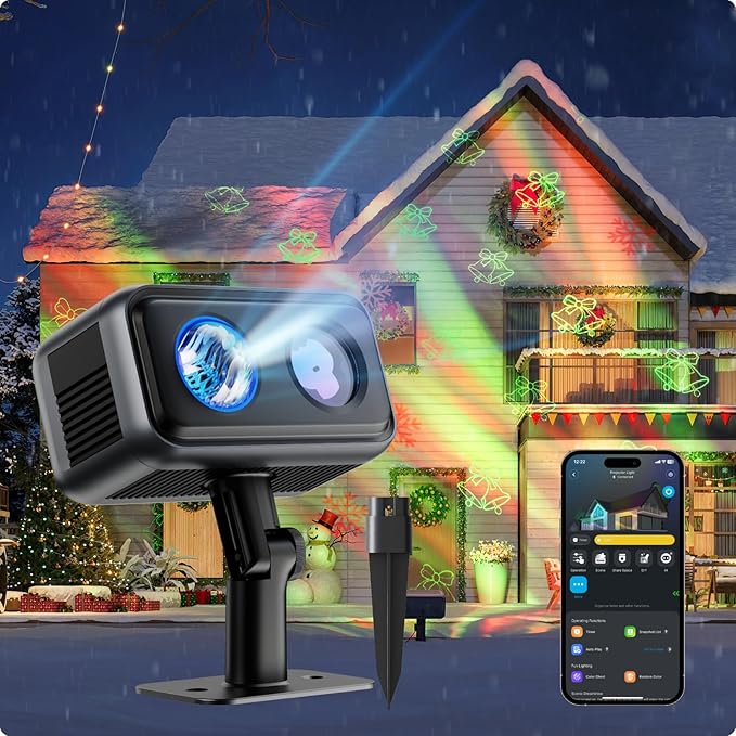 Govee Outdoor Projector Light, Upgraded Aurora Star Projector with 16 RGB Patterns, 50+ Scene Modes for Indoor & Outdoor Holiday Decor, Works with Alexa, Google, Matter, IP65 Waterproof