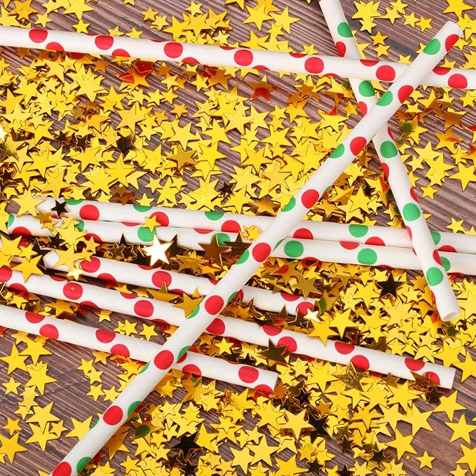 Hestya 60g Star Confetti Glitter Table Confetti Metallic Foil Stars for Christmas Party Wedding Festival Decorations(Gold,10mm and 6mm)