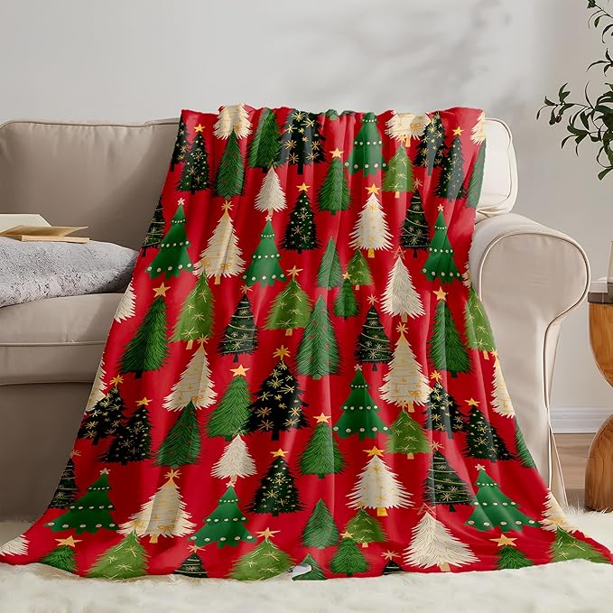 Christmas Fleece Throw Blanket – 300GSM Soft and Cozy Holiday Blanket for Sofa, Bed, Couch – Xmas Decorative Flannel Blanket, W50 x L70in