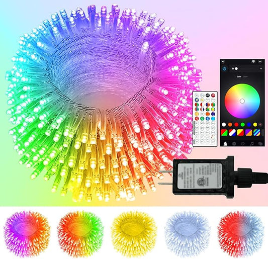 188FT 600LED Smart Color Changing Christmas String Lights Outdoor | App Control RGB LED String Lights with Remote & Timer, Waterproof Twinkle Christmas Tree Lights Indoor for Holiday Xmas Decor