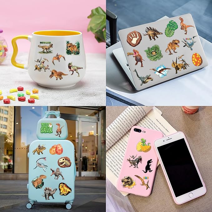 96 PCS Dinosaur 3D Pre-Cut Temporary Tattoos for Kids | Super Cute Themed Birthday Party Favors, Supplies, Decorations, Funny Jungle Fake Tattoo Stickers (Multiple)