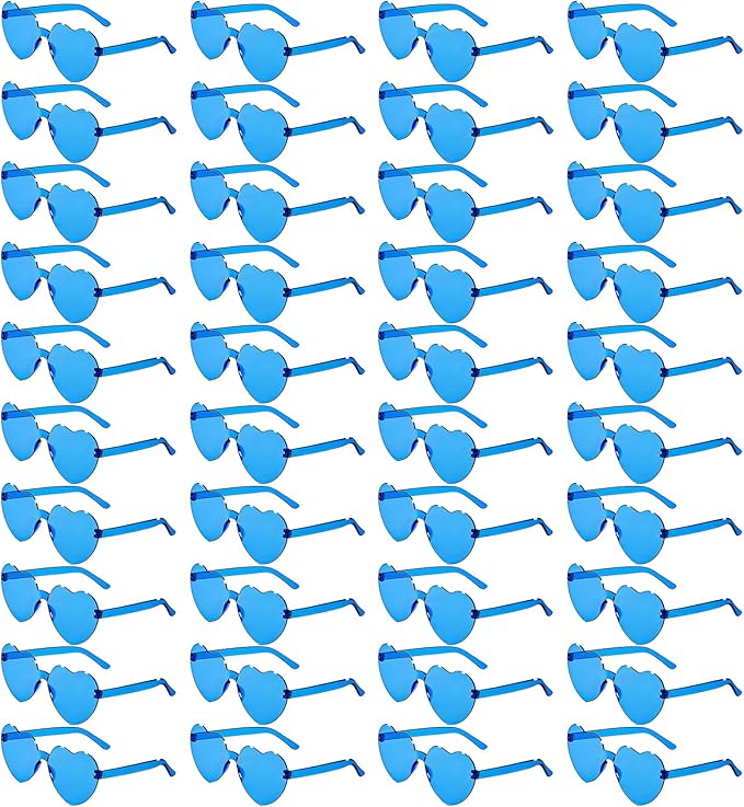 40 Pairs Heart Shaped Sunglasses Bulk, Colorful Rimless Fun Heart Sunglasses for Women Party Favors
