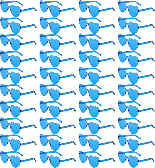40 Pairs Heart Shaped Sunglasses Bulk, Colorful Rimless Fun Heart Sunglasses for Women Party Favors