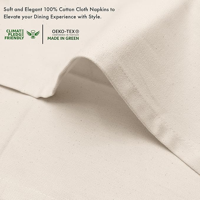 Ruvanti Premium Cloth Napkins Set of 6, 18x18 Inches, 100% Cotton, Washable, Soft & Absorbent, Perfect for Wedding, Christmas, ‎Thanksgiving Dinners - Natural Color