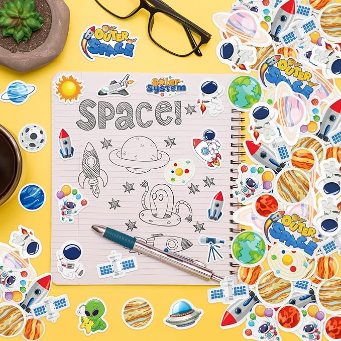300Pcs Spaces Foam Sticker for Kids, Funny Solar System Planet Sticker Self-Adhesive Outer Space Foam Stickers for Home School Classroom DIY Art Craft Birthday Party Favor
