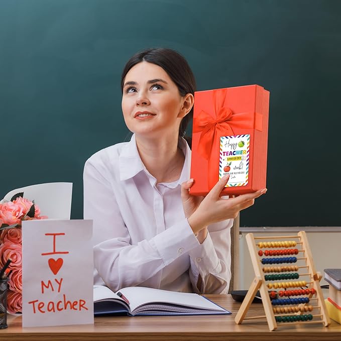 Teacher Appreciation Gift Tags, 40 Pcs Thank You Tags, Colorful Stickers for Presents Wrapping Envelope Seals Lables Boxes Cards Party Favor Decorations A08