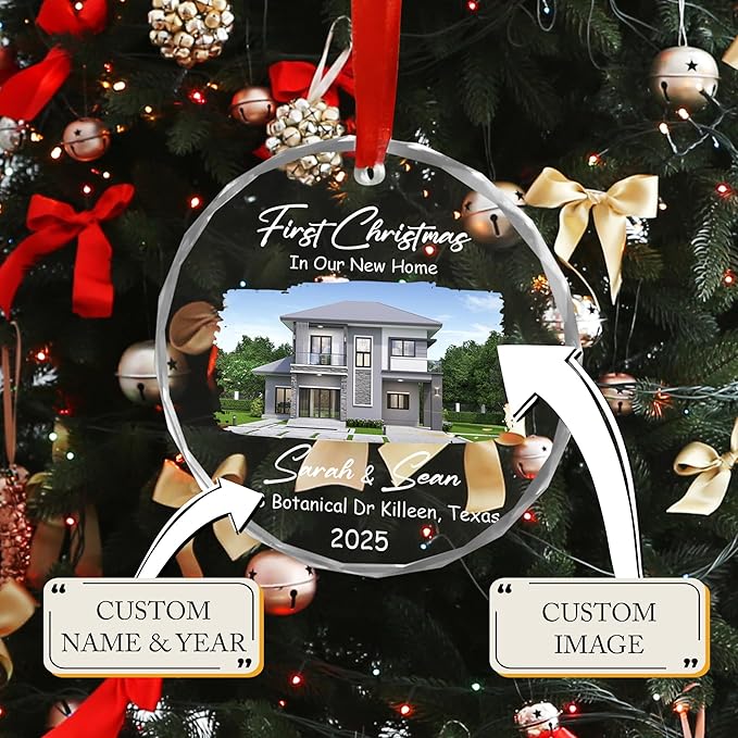 Personalized Crystal Christmas Ornaments with Photo, Custom Christmas Photo Tree Glass Ornaments, Elegant Crystal Keepsake for Family, Couples, Weddings & Christmas 2025 Gifts (#PGO03)