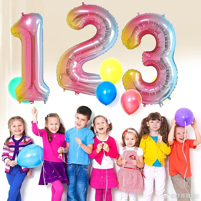 Smlpuame 40 Inch Number Balloons 0-9 Rainbow Gradient Large Number 0 Balloons, Digital Balloons for Birthday Party Celebration Decorations, Helium Foil Number Balloons for Wedding Anniversary