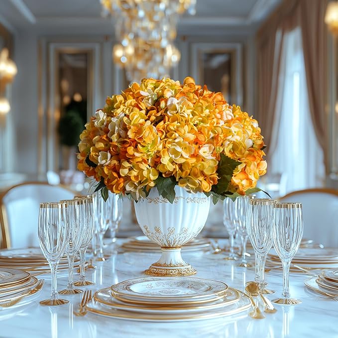 10PCS Faux Hydrangea Flower Hydrangea Artificial Flowers Hydrangea Bouquet Faux Flower Table Centerpieces for Home Wedding Bridal Bouquet Office Party DIY Floral Decor