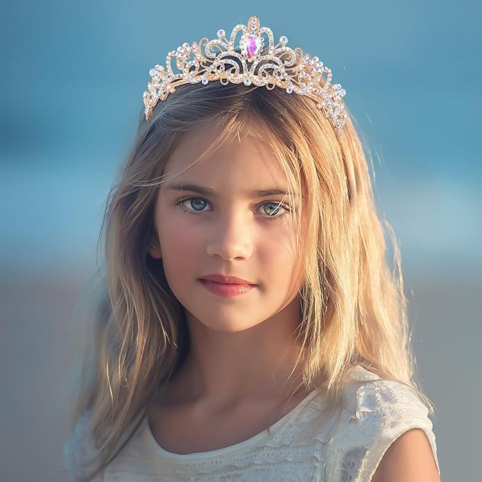 TAROSE Crowns for Women and Girls, Queen Crystal Gold Silver Tiaras with White Rhinestone and Combs, Goddess Crown for Wedding Bride Birthday Princess Bridal Shower Hair Accessories for Women