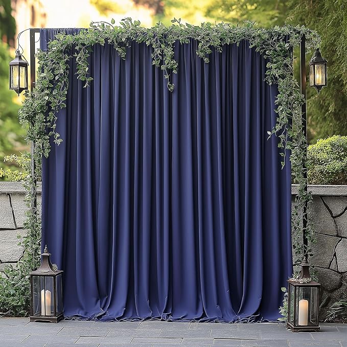 30x10ft Wrinkle Free Navy Blue Backdrop Curtain for Parties Soft Fabric Drapes Wedding Curtain Backdrop for Birthday Party Decorations Background for Photography 5x10ft, 6 Panels