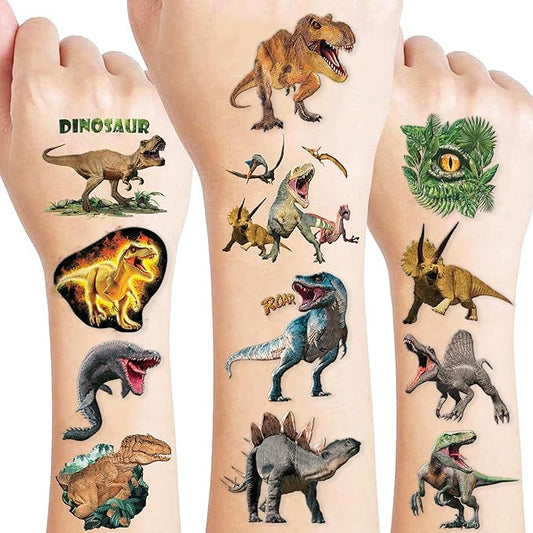 96 PCS Dinosaur 3D Pre-Cut Temporary Tattoos for Kids | Super Cute Themed Birthday Party Favors, Supplies, Decorations, Funny Jungle Fake Tattoo Stickers (Multiple)