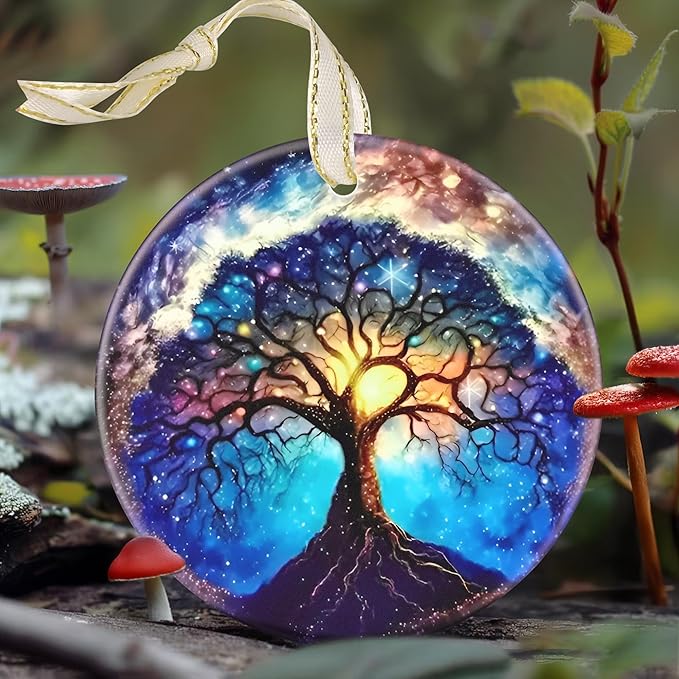 Tree of Life - 3.5 Inch Ceramic Hanging Ornament for Christmas Tree Decorations & Gifts