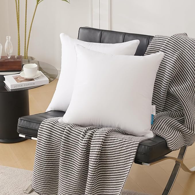 Oubonun 28 x 28 Pillow Inserts (Set of 2) - Euro Pillow Inserts with 100% Cotton Cover - 28 Inch Square Interior Sofa Pillow Inserts - Decorative Pillow Insert Pair - White Couch Pillow