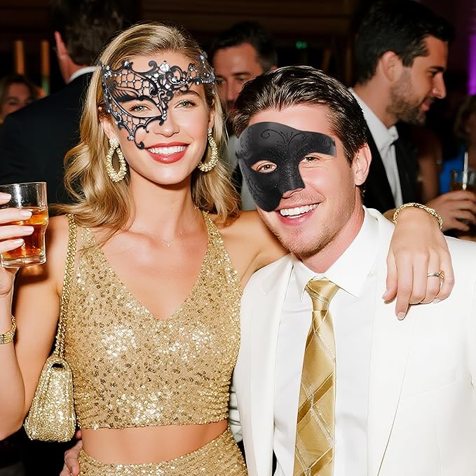 OIDEA Masquerade Mask for Couple - Roman Greek Venetian Mask Halloween Prom Party Costume Ball Mardi Gras Mask for Women Men
