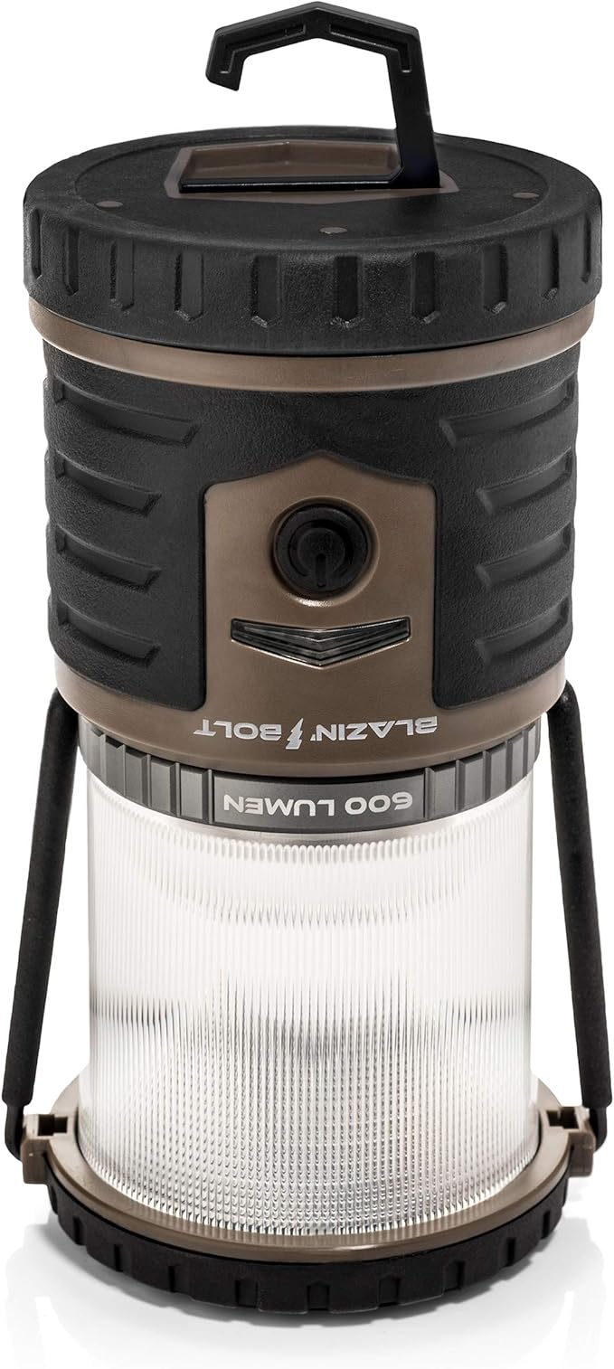 Blazin Bolt Rugged USB Rechargeable Lantern | 12000mAh Power Bank | 600 Lumen | 500 Hours of Light | 6 Modes | Camping, Emergency, Power Outage, Storm, Blizzard, Hurricane Survival