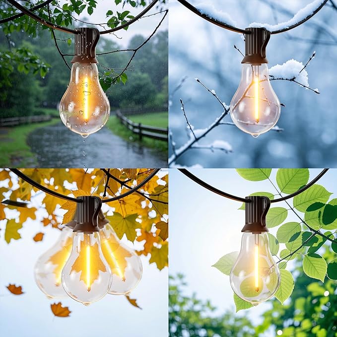 400FT Outdoor String Lights LED Waterproof Patio String Lights for Outside with 200+12ea Extra A39 2200K Warm Yellow Vintage Bulbs for Outdoor Bistro Backyard Lights, 4Pack x 100FT Linkable