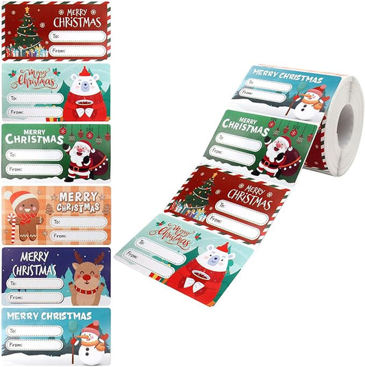 500 PCS Christmas Gift Tags, Gift Tags for Christmas Presents Name Tag Stickers, Holiday Stickers Gifts Wrapping Supplies Xmas Labels Decorations for Women Men Mom