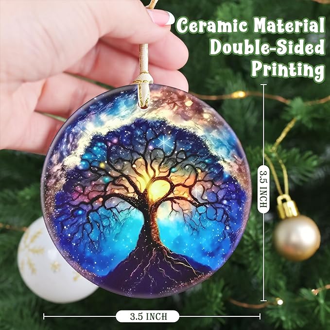 Tree of Life - 3.5 Inch Ceramic Hanging Ornament for Christmas Tree Decorations & Gifts