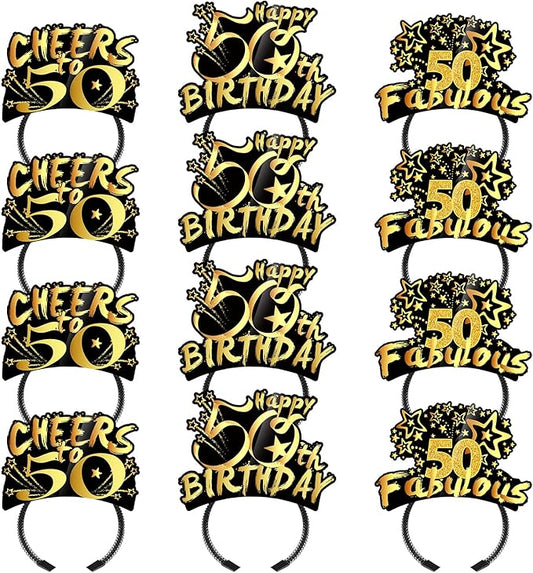 KKBES Happy Birthday Headbands, Paper Birthday Party Hats, 3 Patterns for Children and Adults Celebrating Birthdays