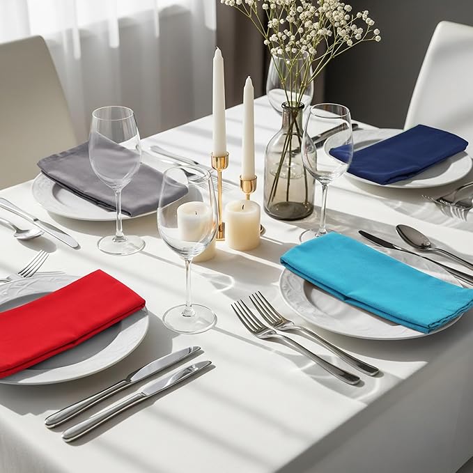 Utopia Kitchen Multi Color Cloth Napkins [12 Pack, 18x18 Inch] Absorbent Cotton Blend Washable and Reusable for Dinner, Restaurant, Lunch, Wedding and Hotel