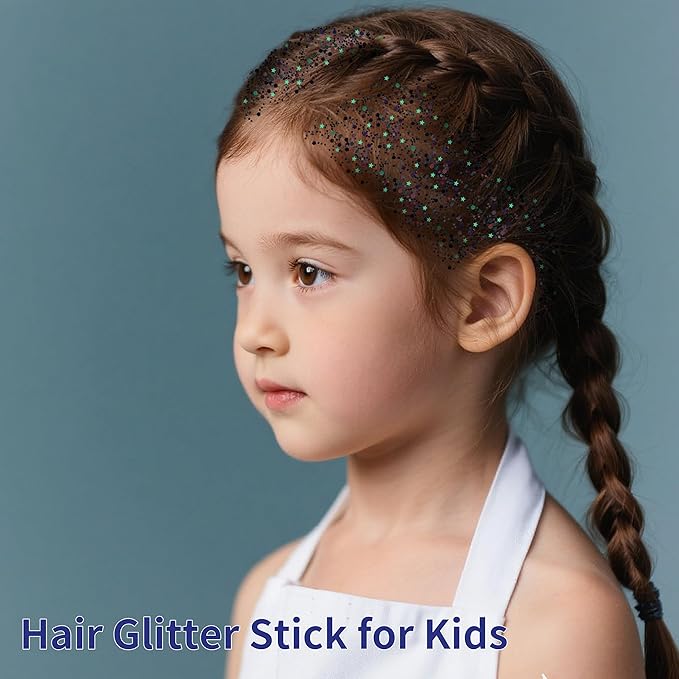 MEICOLY Black Face Body Glitter Stick,Hair Glitter Stick for Kids and Women,Sparkle Chunky Glitter Makeup,Waterproof Face Glitter for Party Rave Festival