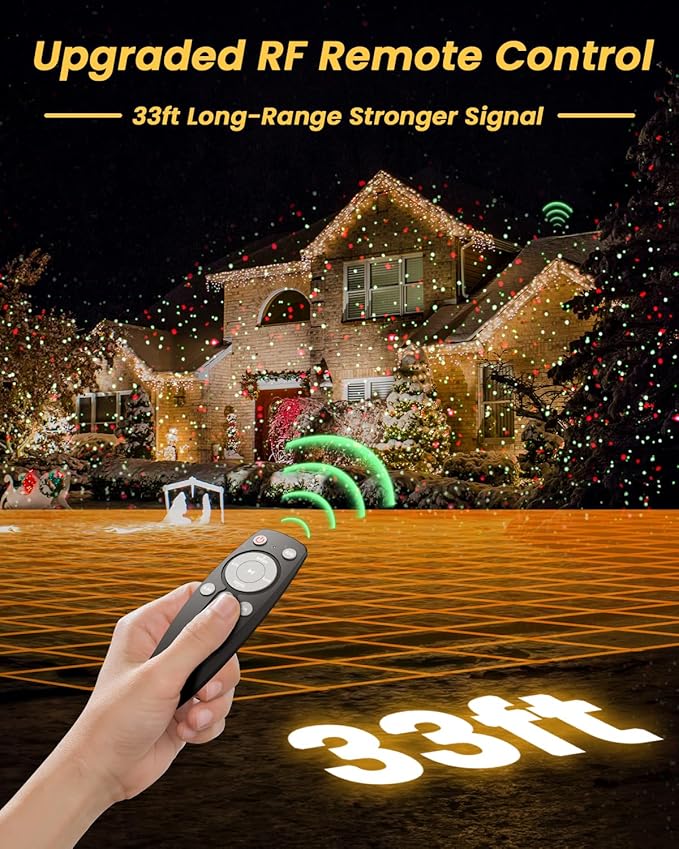 Christmas Projector Lights Outdoor with Remote Control, Red and Green Galaxy Laser Light with IP65 Waterproof, Home Decor for Wedding Garden Yard Holiday Party