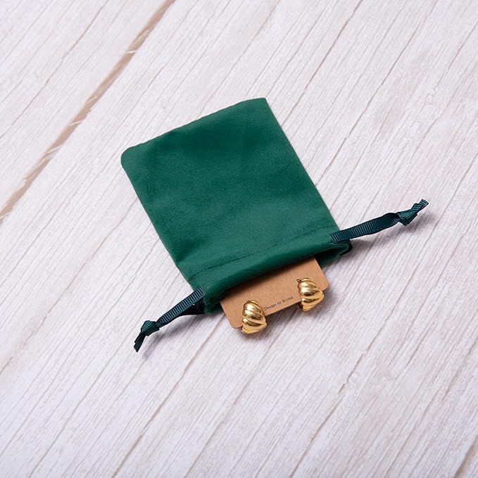 12pcs Forest Green Drawstring Bags 3x4 inches Small Velvet Cloth Gift Bags Jewelry Pouches for Bracelet Storage Wedding Party Favor Christmas