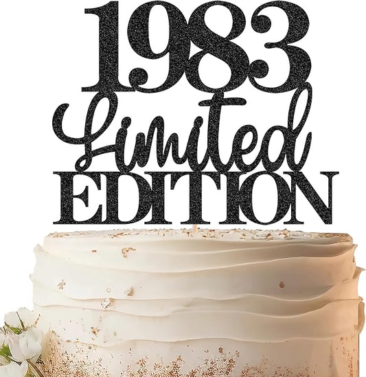 Limited EDITION 1983 Cake Topper - Black Glitter Happy 42nd Birthday Party Cake Decoration Supplies, Cheer to 42 Years Cake Bunting Decor for 42nd Birthday Party Photo Booth Props
