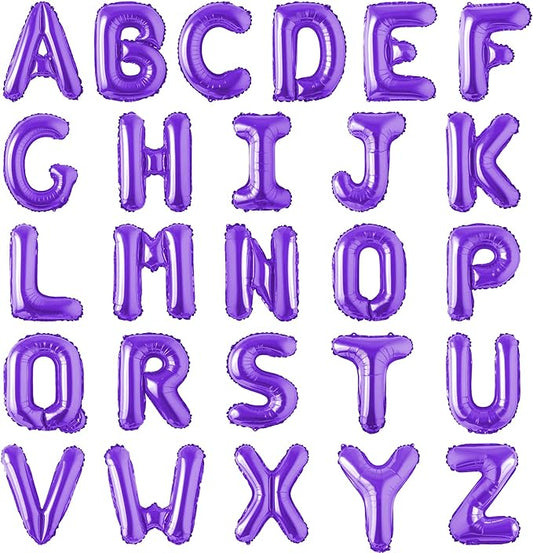 Letter Balloons 16 Inch Mylar Foil Alphabet Letter A-Z Balloons Set for Wedding Birthday Party Decoration Banner Custom Phrase 26 Pieces(Purple)